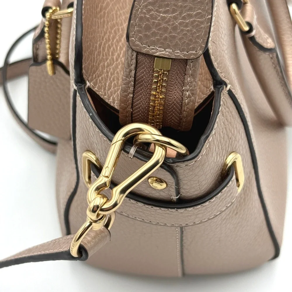 Coach Metallic Rose Gold Pebble Leather Blake 25 Carryall Satchel Bag F39847 NEW